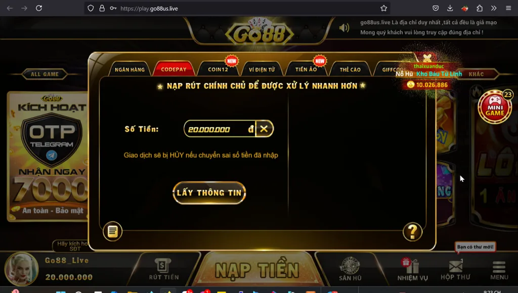 Go88 Live - Nạp tiền